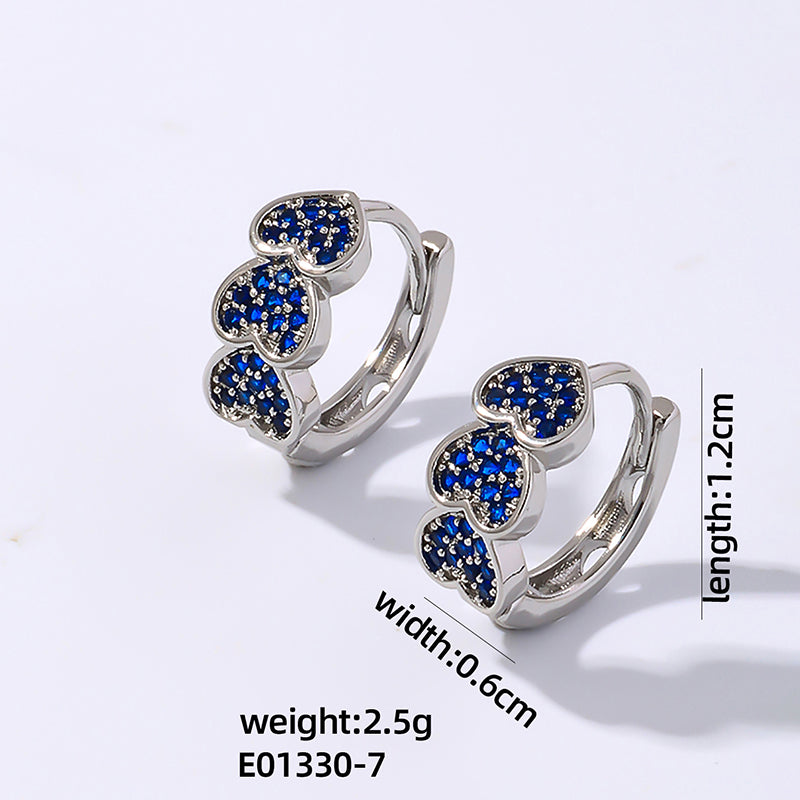 1 Pair Vintage Style Simple Style Heart Shape Plating Inlay Copper Zircon White Gold Plated Gold Plated Earrings