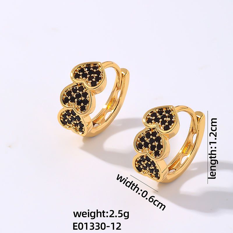 1 Pair Vintage Style Simple Style Heart Shape Plating Inlay Copper Zircon White Gold Plated Gold Plated Earrings