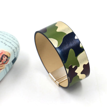 Ig Style Camouflage Pu Leather Unisex Bangle