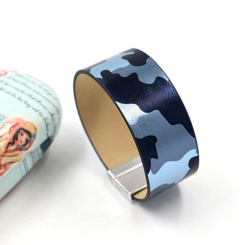 Ig Style Camouflage Pu Leather Unisex Bangle