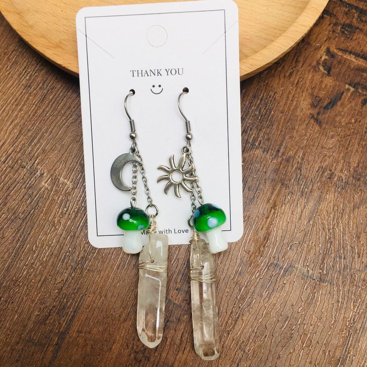 1 Pair Casual Mushroom Crystal Drop Earrings