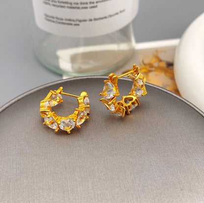 1 Pair Retro Square Inlay Brass Zircon Drop Earrings