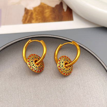 1 Pair Retro Square Inlay Brass Zircon Drop Earrings