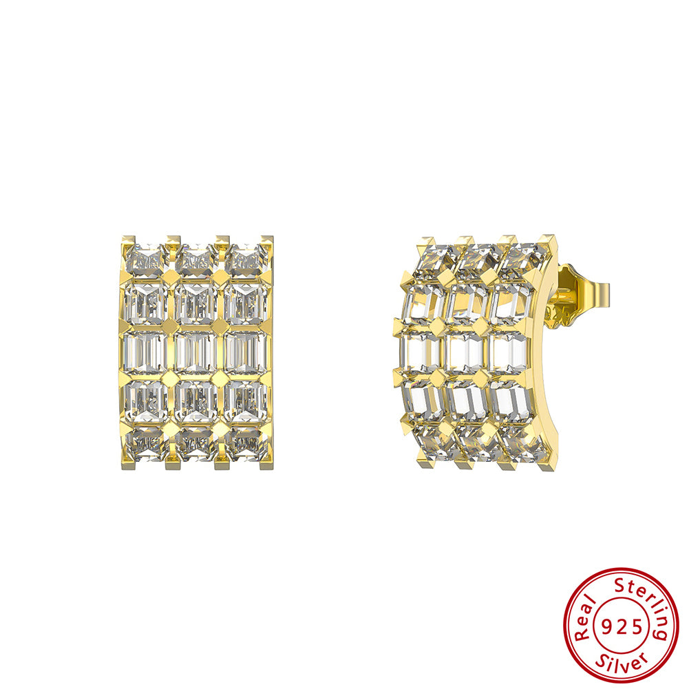 1 Pair Elegant Luxurious Solid Color Plating Inlay Sterling Silver Zircon 14k Gold Plated White Gold Plated Ear Studs