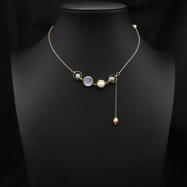 Retro Round Freshwater Pearl Copper Plating 18k Gold Plated Pendant Necklace