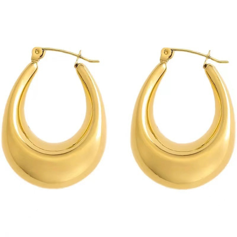 1 Pair Ig Style Simple Style Solid Color Plating Stainless Steel Gold Plated Earrings