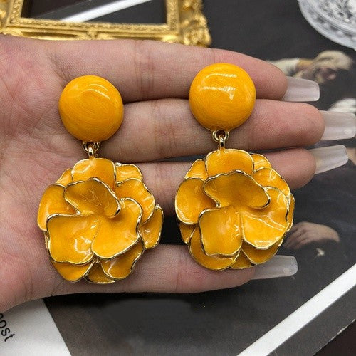 1 Pair Simple Style Flower Plating Alloy Drop Earrings