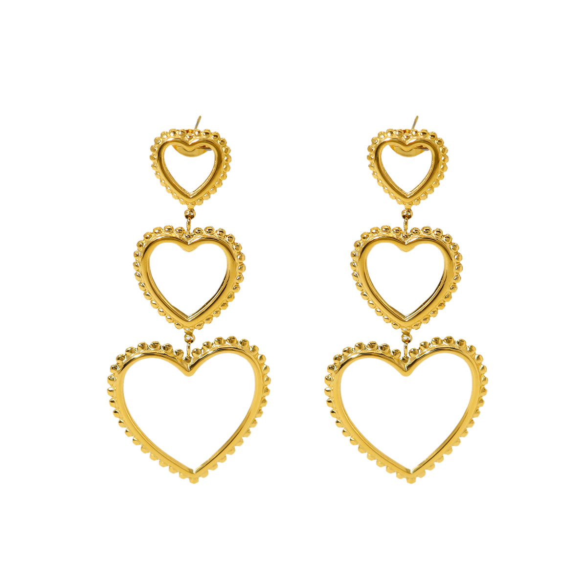 1 Pair Ig Style Vacation French Style Heart Shape Plating Hollow Out Stainless Steel Titanium Steel 18k Gold Plated Drop Earrings