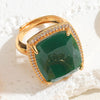 Elegant Classical Vintage Style Square Copper Plating Inlay Zircon 14k Gold Plated Open Rings