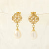 1 Pair Ig Style Vintage Style Irregular Four Leaf Clover Plating Inlay Copper Pearl Zircon 18k Gold Plated Drop Earrings