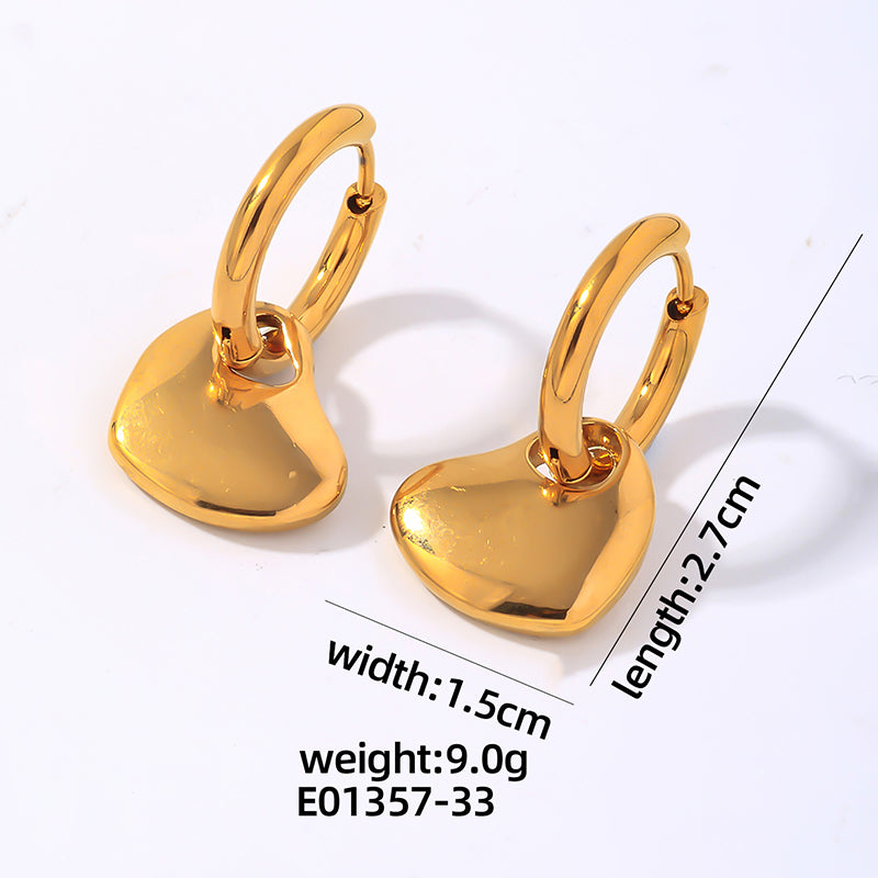 1 Pair Hip-hop Vintage Style Heart Shape Polishing Plating Titanium Steel Gold Plated Silver Plated Drop Earrings