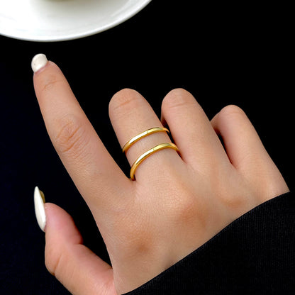 Elegant Simple Style Solid Color Sterling Silver Plating Gold Plated Open Rings