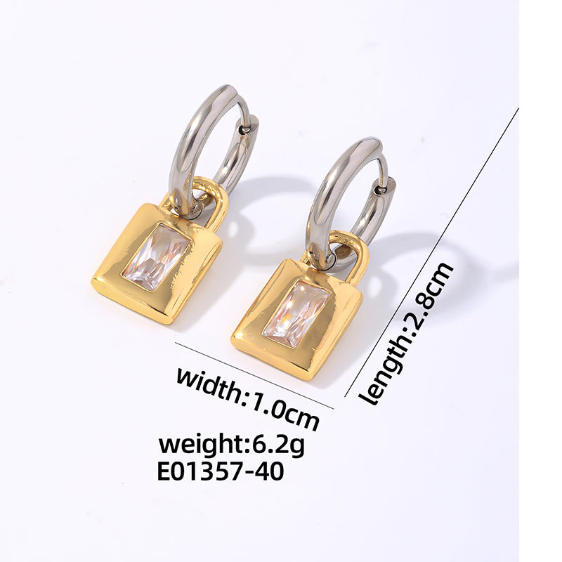 1 Pair Ig Style Vintage Style Flower Butterfly Lock Polishing Plating Inlay Titanium Steel Zircon Gold Plated Silver Plated Drop Earrings