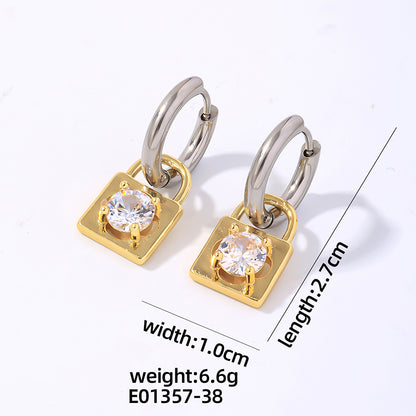 1 Pair Ig Style Vintage Style Flower Butterfly Lock Polishing Plating Inlay Titanium Steel Zircon Gold Plated Silver Plated Drop Earrings