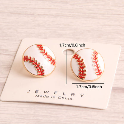 1 Pair Preppy Style Simple Style Sports Baseball Rugby Basketball Enamel Alloy Ear Studs