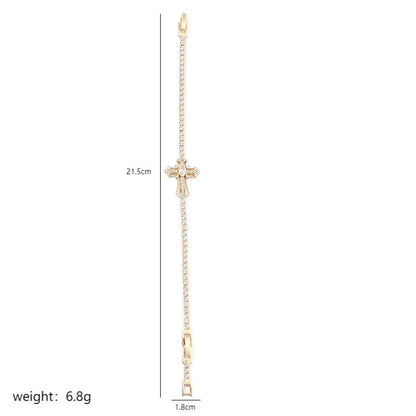 Copper 18K Gold Plated Casual Simple Style Roman Style Cross Polishing Inlay Zircon Bracelets