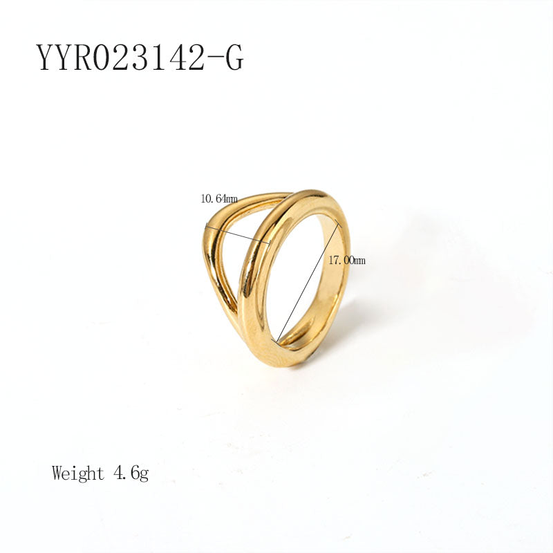 Basic Solid Color Stainless Steel Plating 18k Gold Plated Rings