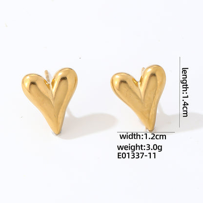 1 Pair Cute Simple Style Heart Shape Polishing Plating Stainless Steel White Gold Plated Gold Plated Ear Studs