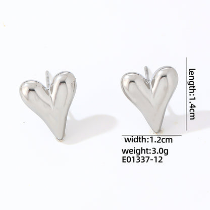 1 Pair Cute Simple Style Heart Shape Polishing Plating Stainless Steel White Gold Plated Gold Plated Ear Studs