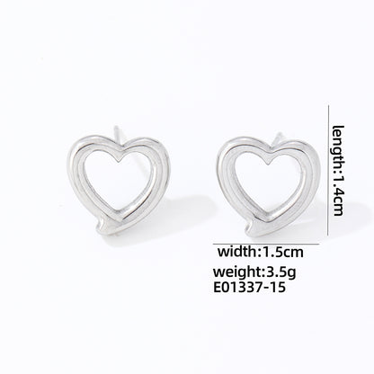 1 Pair Cute Simple Style Heart Shape Polishing Plating Stainless Steel White Gold Plated Gold Plated Ear Studs