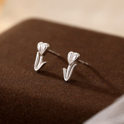 Simple Style Flower Snowflake Notes Sterling Silver Ear Studs 1 Pair