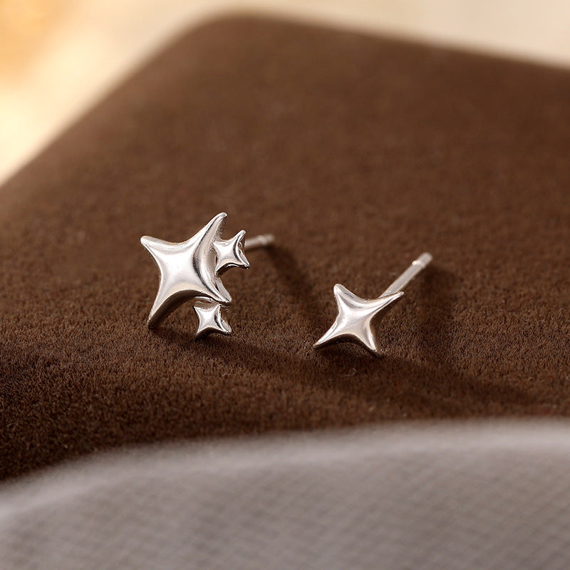 Simple Style Flower Snowflake Notes Sterling Silver Ear Studs 1 Pair