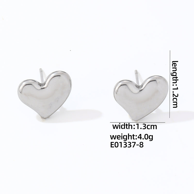 1 Pair Cute Simple Style Heart Shape Polishing Plating Stainless Steel White Gold Plated Gold Plated Ear Studs