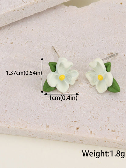 Wholesale Jewelry Simple Style Flower Butterfly Alloy Enamel Stoving Varnish Drop Earrings Ear Studs