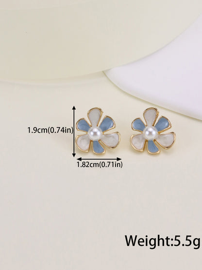 Wholesale Jewelry Simple Style Flower Butterfly Alloy Enamel Stoving Varnish Drop Earrings Ear Studs