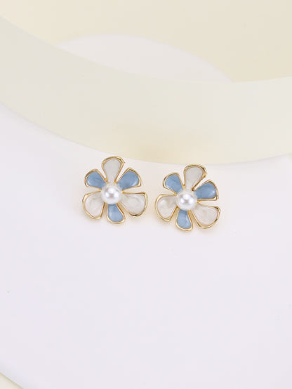 Wholesale Jewelry Simple Style Flower Butterfly Alloy Enamel Stoving Varnish Drop Earrings Ear Studs