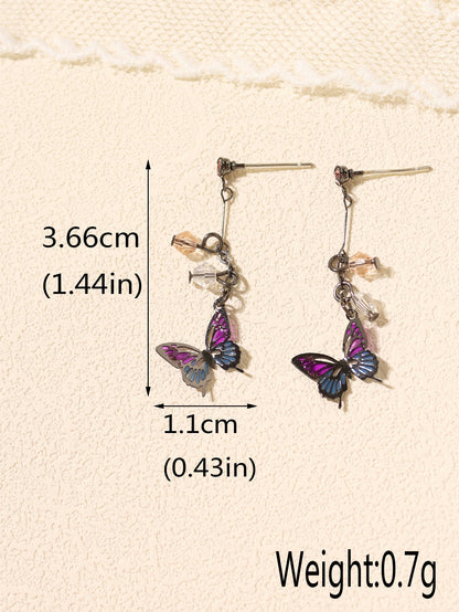 Wholesale Jewelry Simple Style Flower Butterfly Alloy Enamel Stoving Varnish Drop Earrings Ear Studs