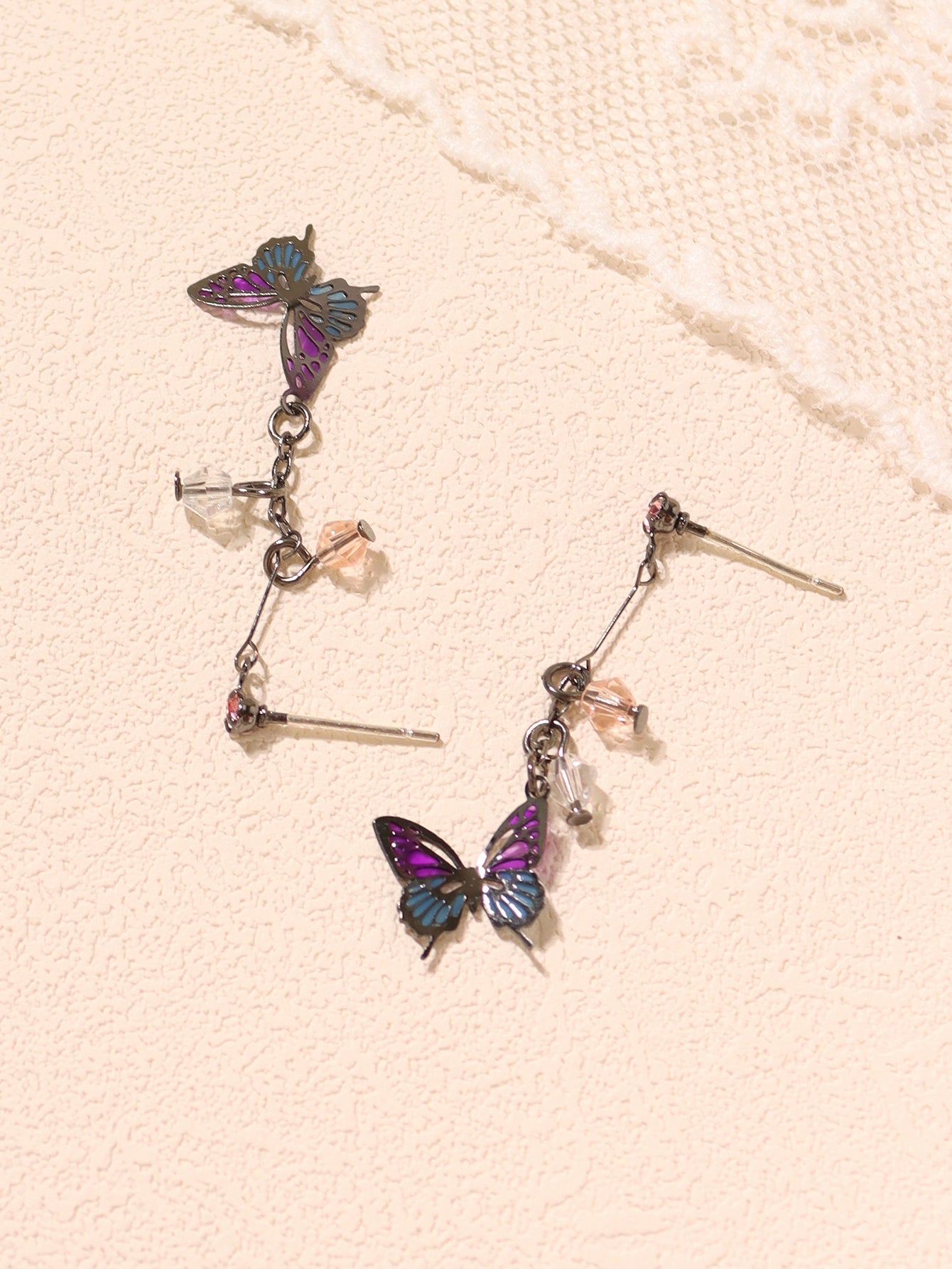 Wholesale Jewelry Simple Style Flower Butterfly Alloy Enamel Stoving Varnish Drop Earrings Ear Studs