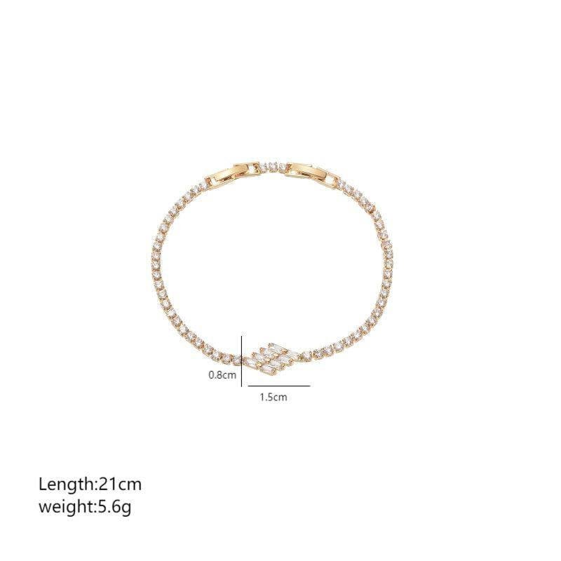 Copper 18K Gold Plated White Gold Plated Simple Style Geometric Inlay Zircon Bracelets