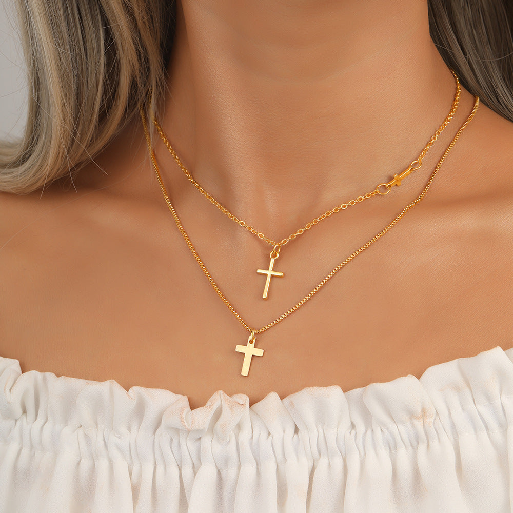 Elegant Streetwear Cross Alloy Zinc Alloy Wholesale Layered Necklaces