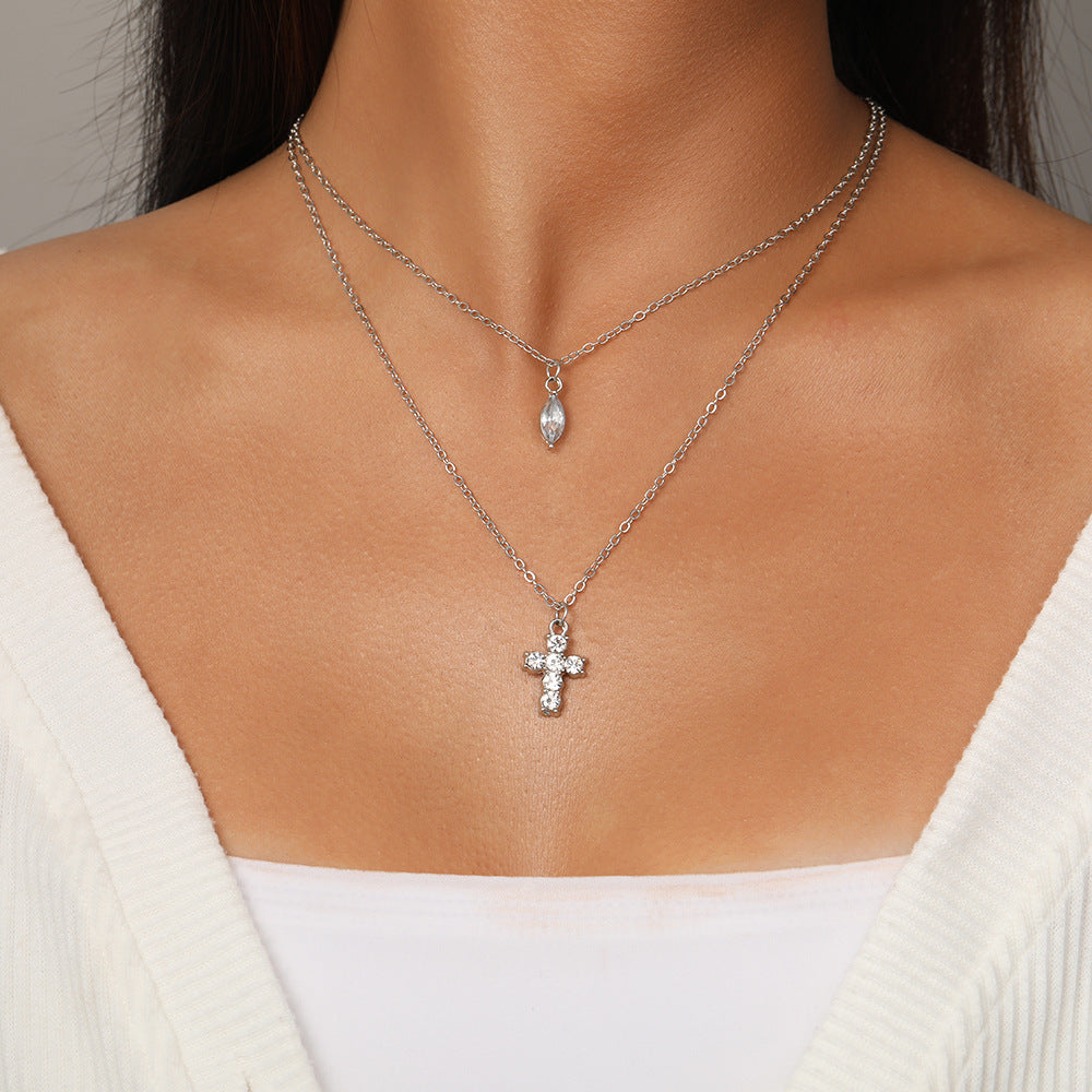 Elegant Streetwear Cross Alloy Zinc Alloy Wholesale Layered Necklaces