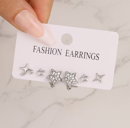 1 Set Basic Modern Style Geometric Star Heart Shape Plating Alloy Earrings