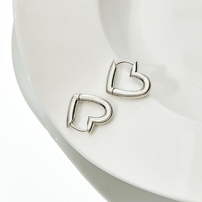 1 Pair Retro Simple Style Square Heart Shape Plating Copper Earrings Ear Studs