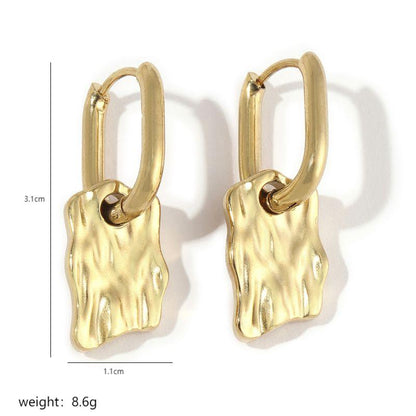 1 Pair Simple Style Streetwear Geometric Polishing Plating Stainless Steel 18k Gold Plated Drop Earrings