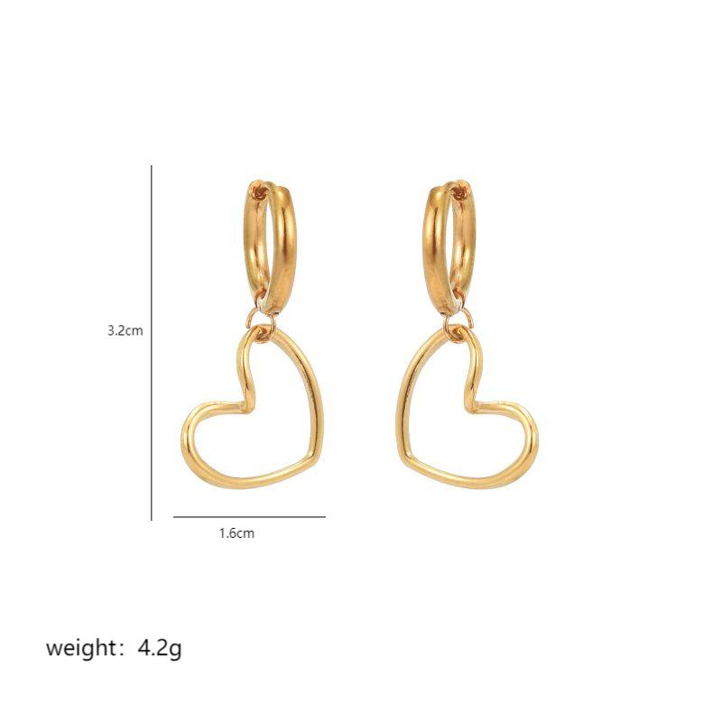 1 Pair Ig Style Heart Shape Polishing Plating Stainless Steel 18k Gold Plated Drop Earrings