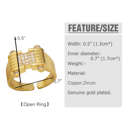 Simple Style Solid Color Copper Plating Inlay Zircon 18k Gold Plated Rings