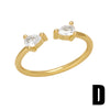 Simple Style Heart Shape Copper 18k Gold Plated Zircon Rings In Bulk