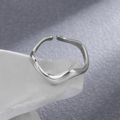 Ig Style Simple Style Waves Solid Color Sterling Silver Plating Open Rings