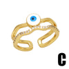 Vintage Style Simple Style Devil's Eye Copper Enamel Plating Inlay Zircon 18k Gold Plated Open Rings