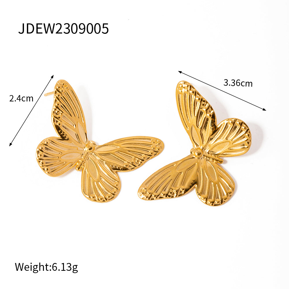 1 Pair Simple Style Butterfly Plating Stainless Steel 18k Gold Plated Ear Studs