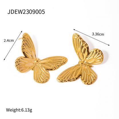 1 Pair Simple Style Butterfly Plating Stainless Steel 18k Gold Plated Ear Studs