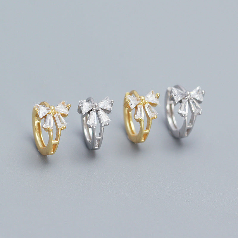 1 Pair Ig Style Bow Knot Plating Sterling Silver Ear Clip