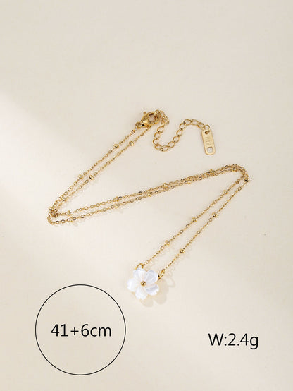 Ig Style Simple Style Flower Stainless Steel Shell Titanium Steel Plating Three-dimensional 18k Gold Plated Gold Plated Necklace