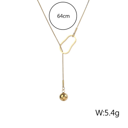 Ig Style Simple Style Round Stainless Steel Titanium Steel Plating 18k Gold Plated Gold Plated Necklace