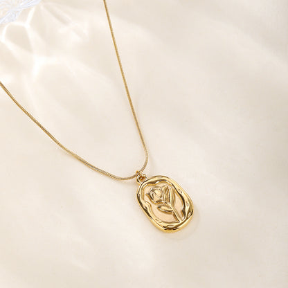 Ig Style Simple Style Rose Stainless Steel Titanium Steel Plating 18k Gold Plated Gold Plated Pendant Necklace