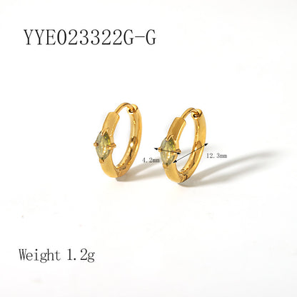 1 Pair Ig Style Simple Style Oval Plating Inlay Stainless Steel Zircon 18k Gold Plated Earrings